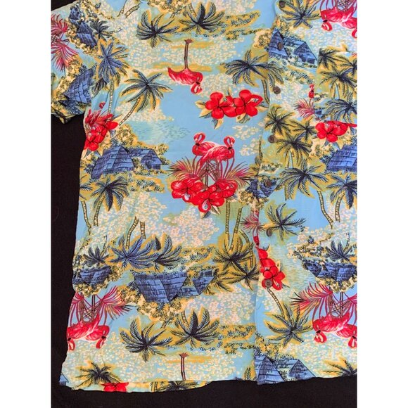 George Men’s Hawaiian Camp Shirt Size 3XL, Tropical Flamingo Coconut Trees - Picture 2 of 8